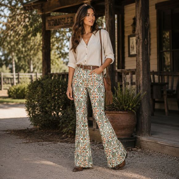 Wrangler Denim - WRANGLER Women’s New Jeans Floral High Rise Fierce Bootcut Flare 8/29 Western